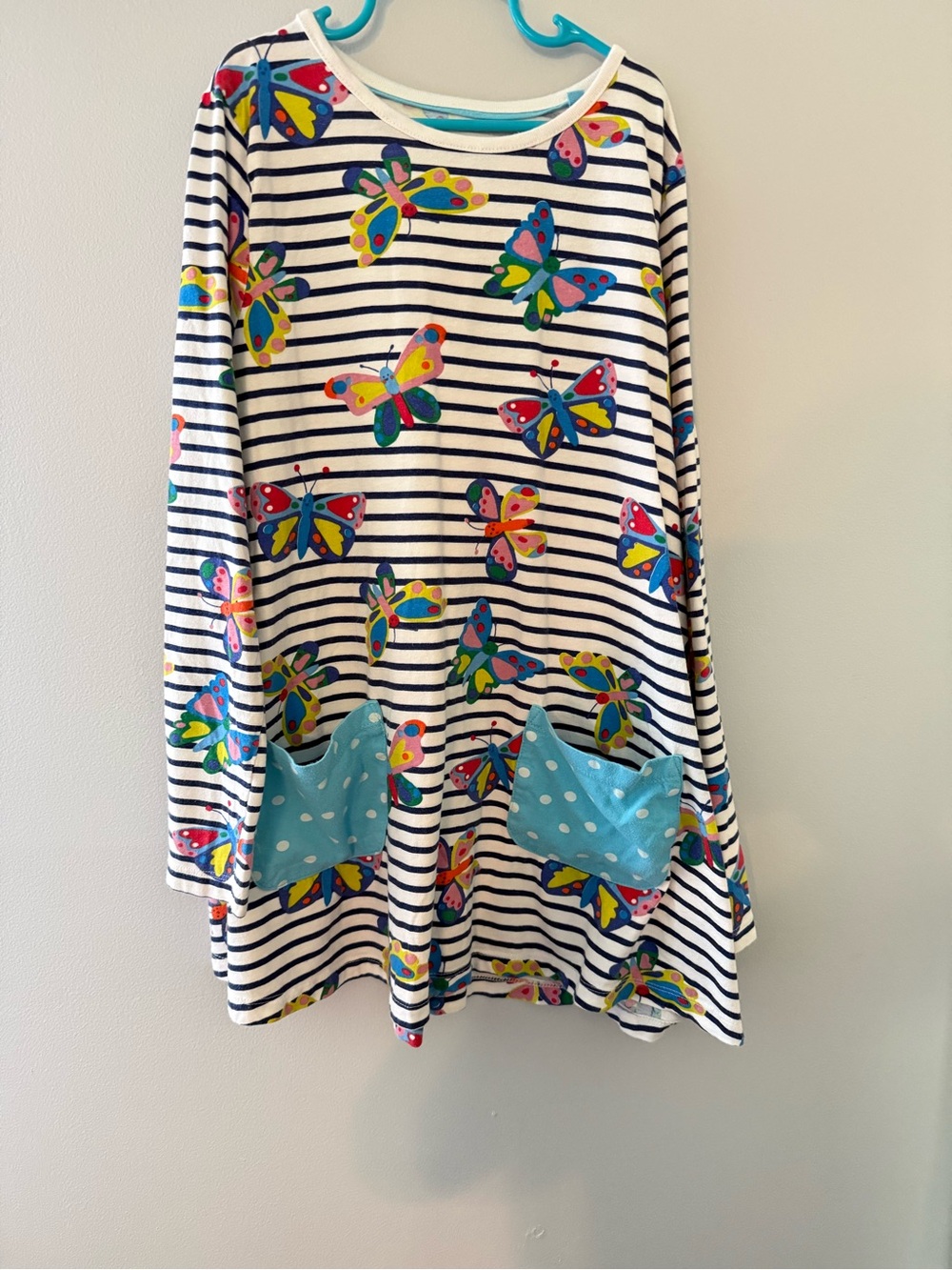 Mini Boden butterfly print long sleeve tunic dress size 11-12